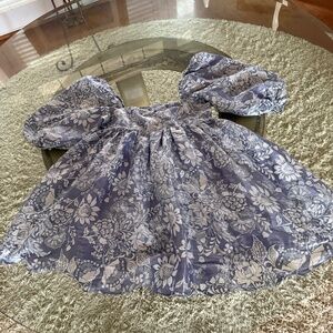 Altar'd State Floral Mini Dress Puff Sleeve Lined Iridescent Babydoll S NWOT